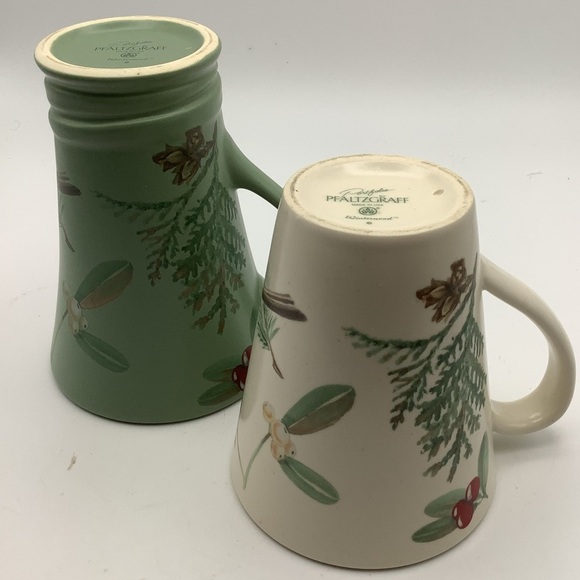 Two  Pfaltzgraff Winterwood Chickadee Christmas Mugs - Picture 6 of 10